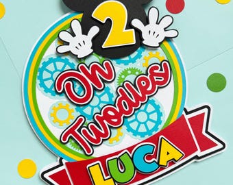 Oh Twodles Birthday Cake Topper – Personalized Mouse Ears Party Decor