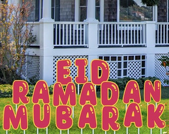 Ramadan Mubarak and Eid Mubarak Yard Sign Letters with Stakes - Outdoor Ramadan Decorations- 15 inch height Ramadan Decorations for Home