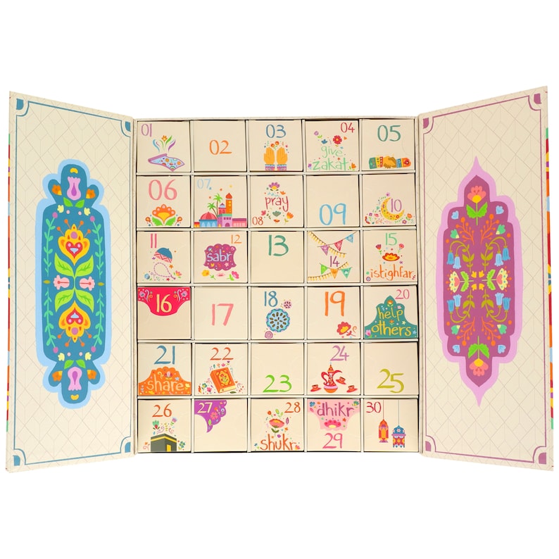 Gardens of Faith Ramadan Calendar-2 Door Ramadan Countdown Calendar Ramadan Decoration for Home Pre-assembled Floral theme Islamic Art image 4