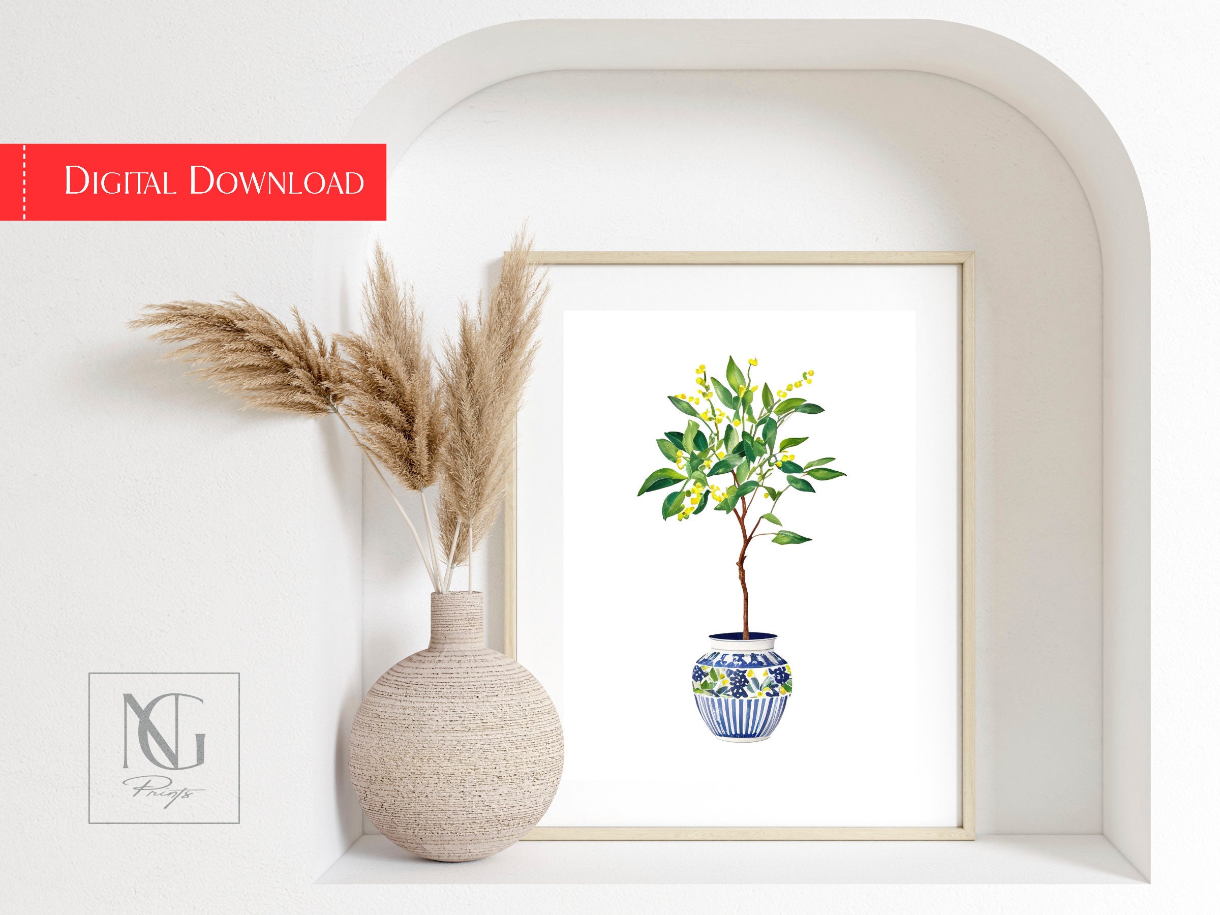 Ginger Jar Planter Wall Decor Blue & White Porcelain Pot Etsy