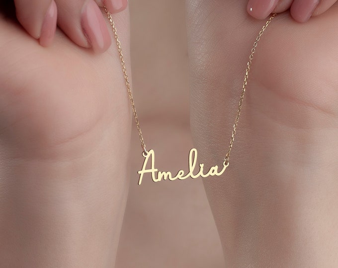 14K Gold Name Necklace, Personalized Name Necklace, Personalized Jewelry, Name necklace, Personalized Gift, Christmas gift,