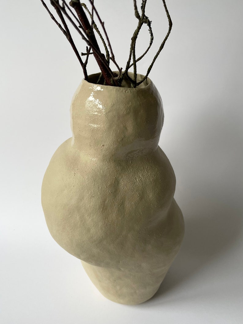 Sculptural Vase Design Vase Home Decor Beige Ceramic Vase Modern Ceramic Decor image 3