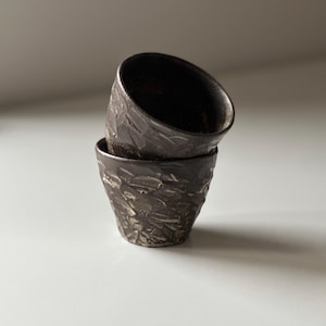 Kurinuki Ceramic Cup:Japanese Hand-Carved Technique, 150 ml / 5 oz