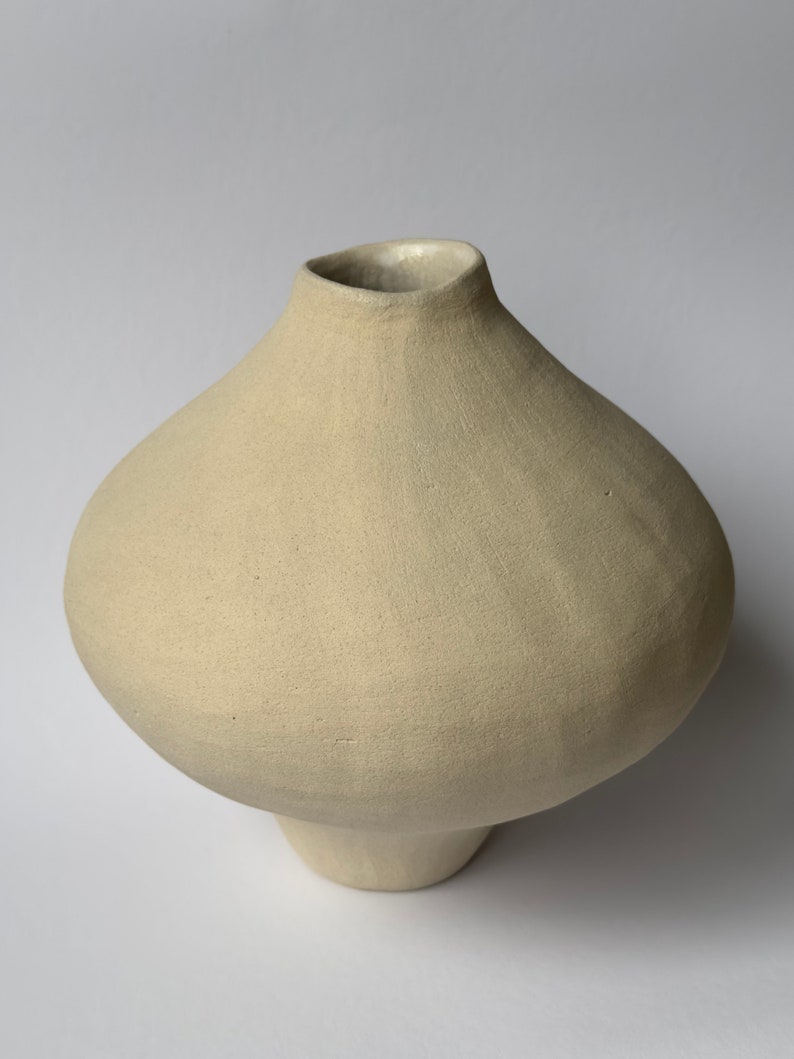 Beige Ceramic Vase Handmade Ceramic Vase Design Vase Sculptural Vase Ceramic Vessel Modern Ceramic Decor image 3
