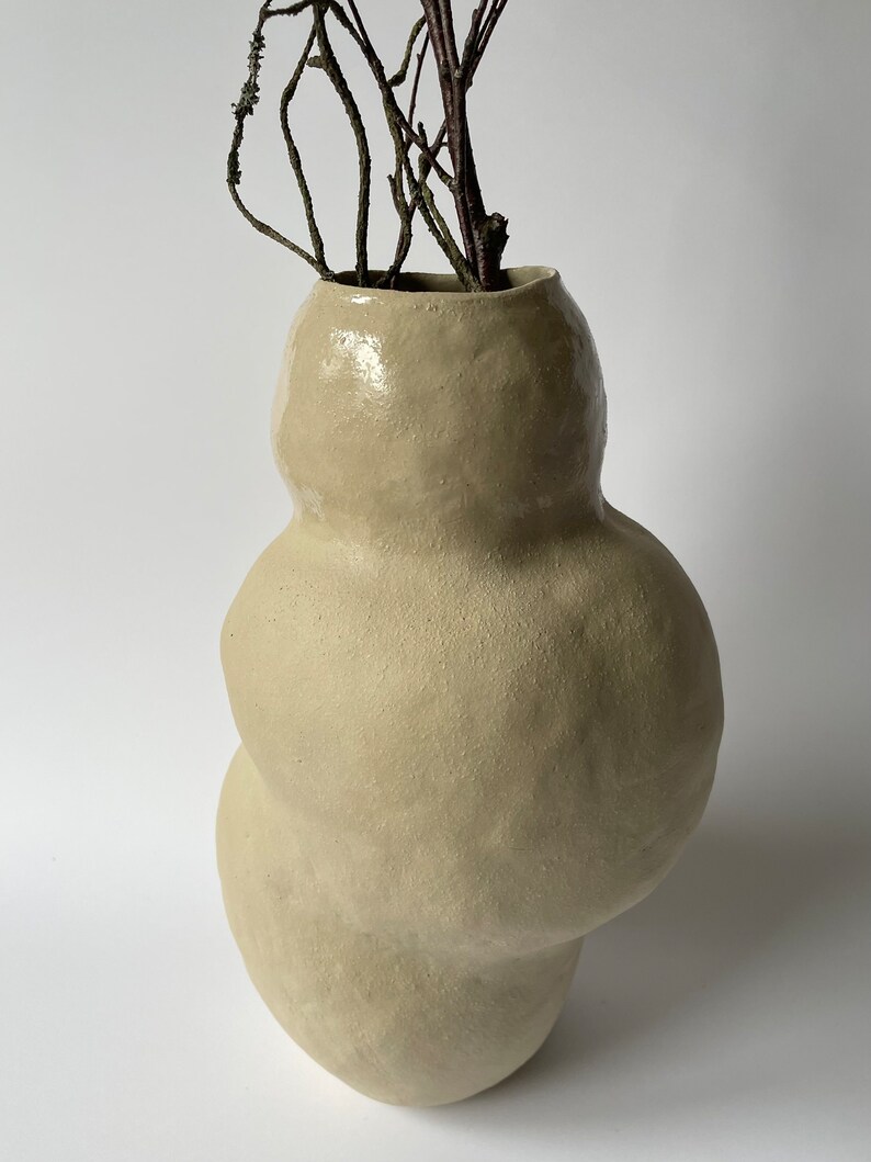 Sculptural Vase Design Vase Home Decor Beige Ceramic Vase Modern Ceramic Decor image 5