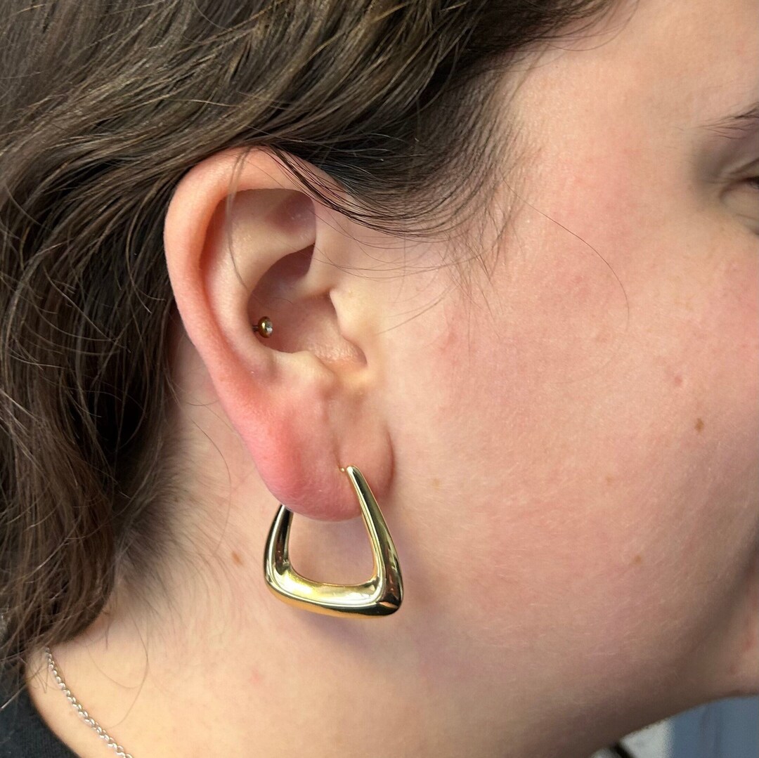 Retro Hoop Earrings Chunky Gold Hoop Earrings Classic Gold Hoop