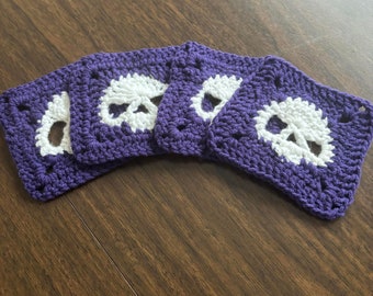 Crochet Skull Granny Square coasters