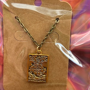 TAROT CARD NECKLACE - “wheel of fortune” Gold
