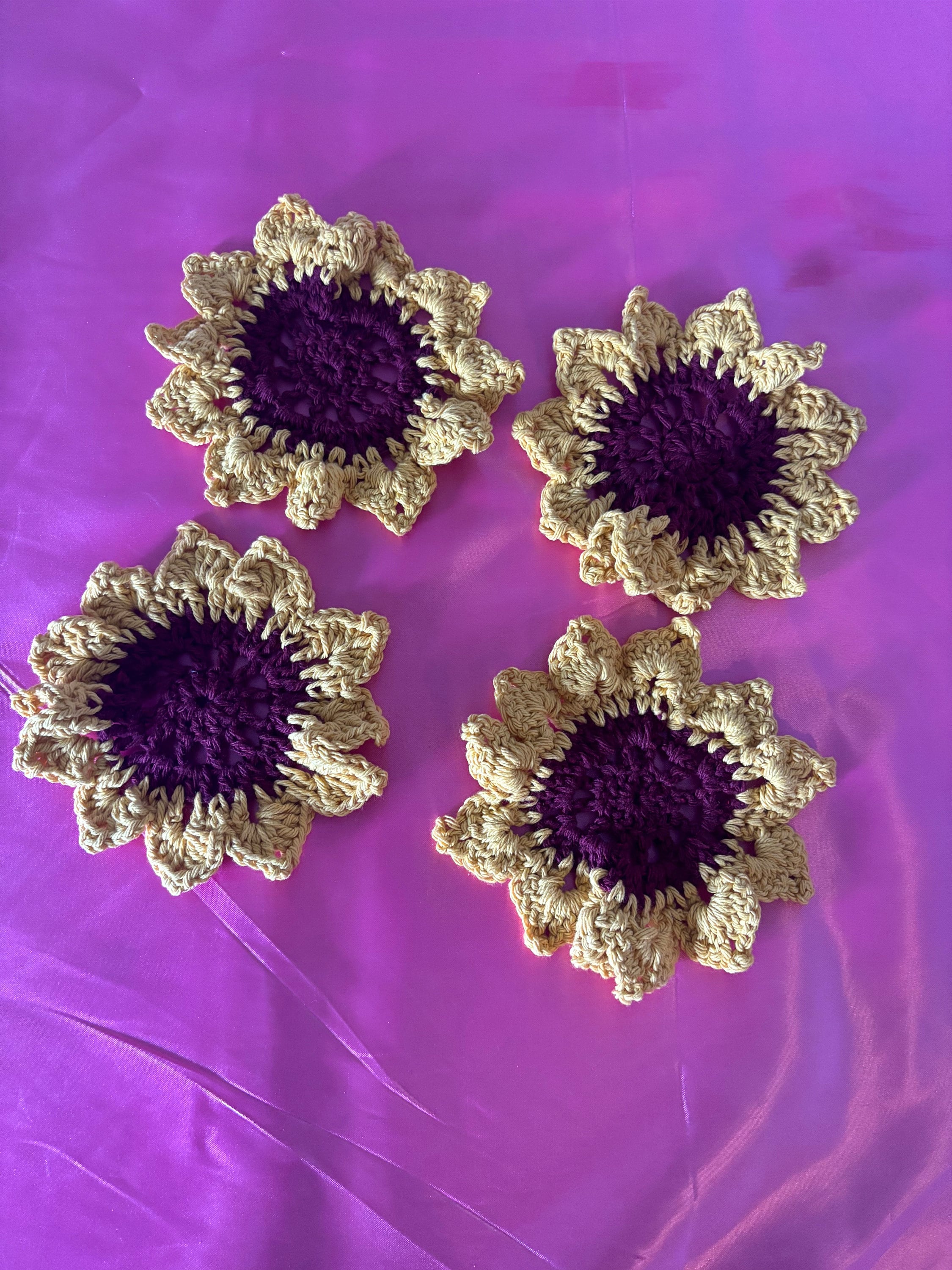SUNFLOWER CROCHET coasters