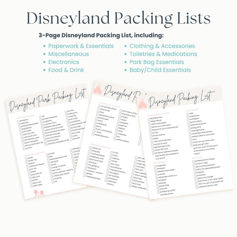 WDW Packing List Template Bundle for Travel Agents Customizable Park ...