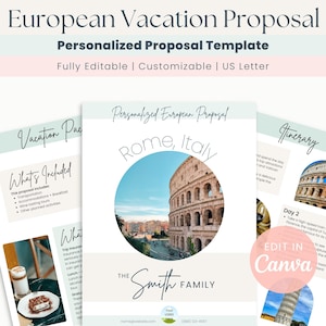 Personalized European Vacation Proposal Template for Travel Agents  European Vacation  Rome, Italy  Edit in Canva  Instant Download