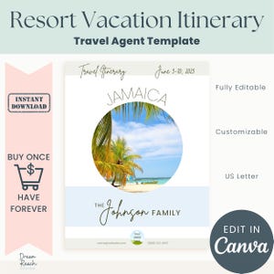 Resort Vacation Itinerary for Travel Agents  Honeymoon  Client Itinerary Template  All-Inclusive Resort  Caribbean  Edit in Canva