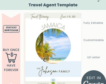 Itinerario per le vacanze in resort per agenti di viaggio Modello di itinerario per clienti in luna di miele Resort all-inclusive Caraibi Modifica in Canva
