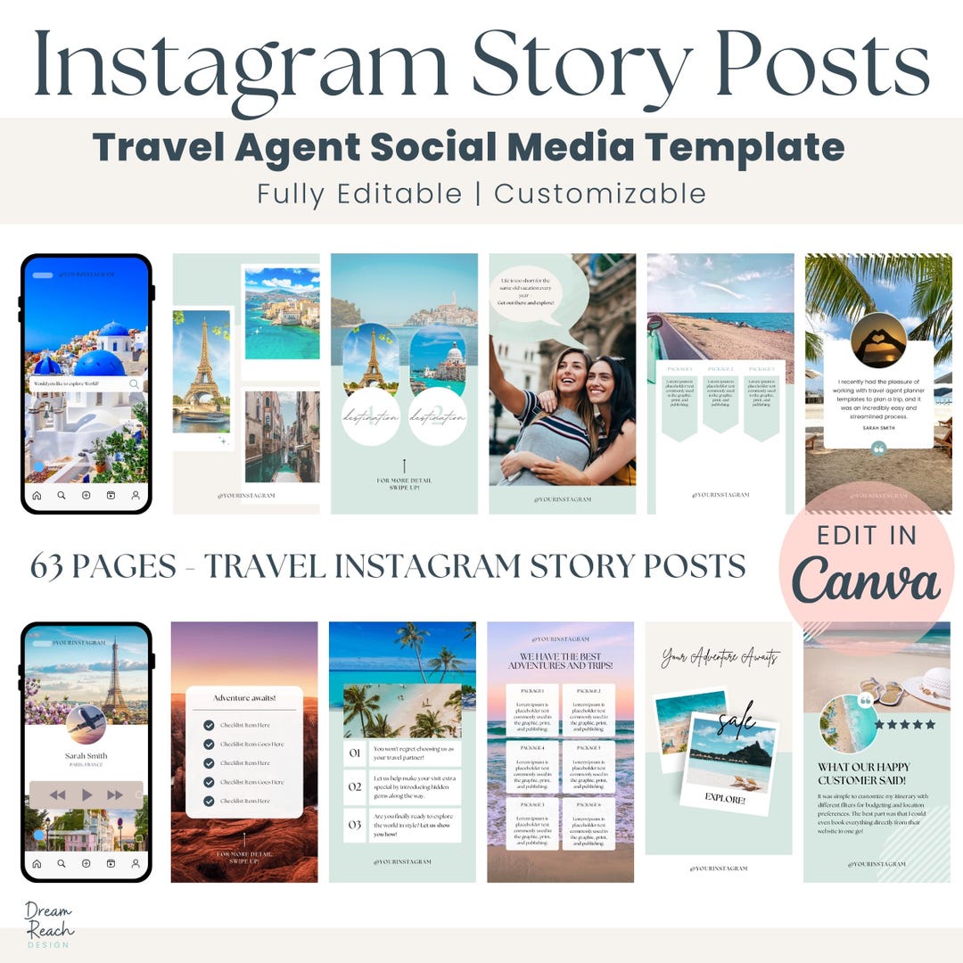 Travel Agent Instagram Story Templates Customizable Social Media Posts ...