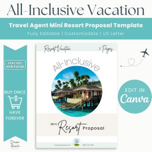 Resort Vacation Proposal Template for Travel Agents  All-Inclusive Vacation  Honeymoon  Edit in Canva  Instant Download  Digital