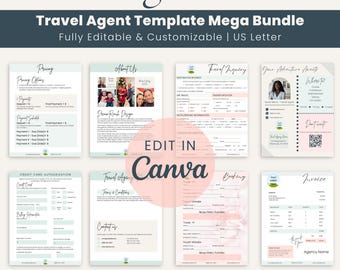Travel Agent Forms Mega Bundle  Travel Booking Form  Invoice  Credit Card Authorization  Pricing   Travel Inquiry | Edit in Canva