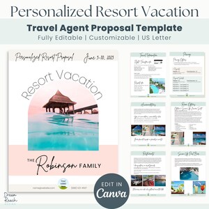 Personalized Resort Vacation Proposal Template for Travel Agents  All-Inclusive Vacation  Honeymoon  Edit in Canva  Instant Download