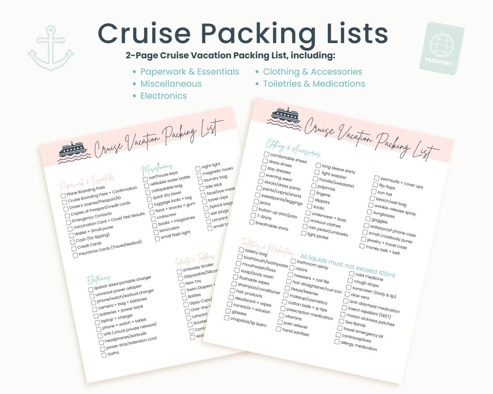 Repacking Bundle Design Packing List Template Bundle for Travel Agents Resort Honeymoon ...