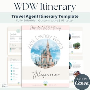 Magical Vacation Itinerary Template for Travel AgentsOrlando, FL Theme Park Vacation Personalized ItineraryEdit in CanvaInstant Download
