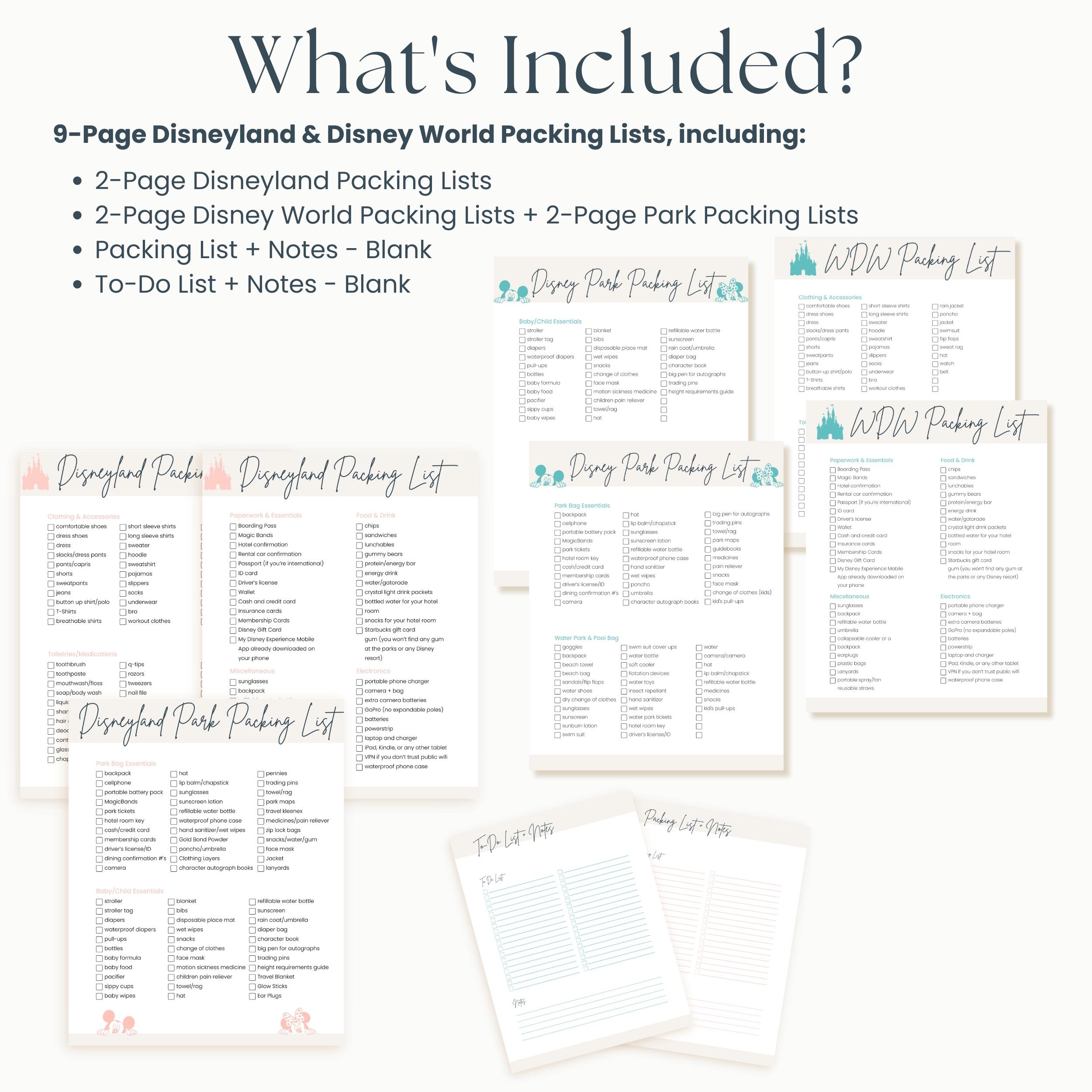 WDW Packing List Template Bundle for Travel Agents Customizable Park ...