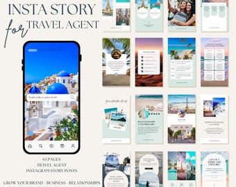 Redigerbara Instagram Story-mallar Resebyråinlägg för sociala medier Anpassningsbara Canva-resemallar Semester Instagram Story-designer