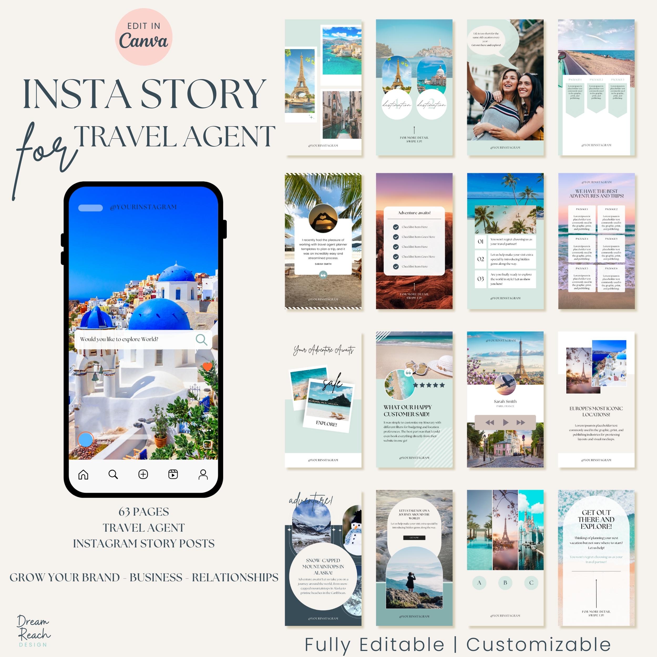 Editable Instagram Story Templates Travel Agent Social Media Posts ...