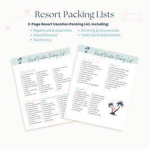 Packing List Template Bundle for Travel Agents Resort Honeymoon ...