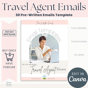 Pre-Written Email Templates for Travel Agents  30 Emails  Travel Agent Emails  Easy to Edit Email Templates  Edit in Canva