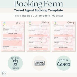 Travel Booking Template for Travel Agents Travel Booking Form Travel ...