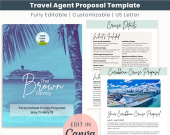 Personalized Cruise Vacation Proposal Template for Travel Agents Caribbean Cruise Vacation  Edit in Canva Instant Download  Digital