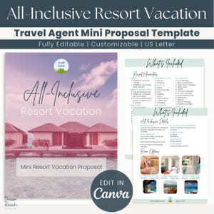 Resort Vacation Proposal Template for Travel Agents  All-Inclusive Vacation  Honeymoon  Edit in Canva  Instant Download  Digital