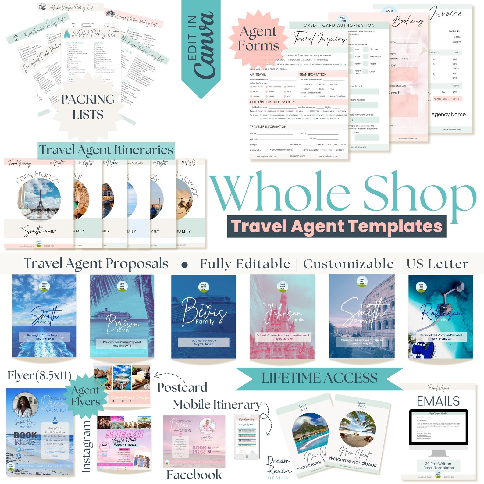 Travel Agent Templates Whole Shop Bundle for New Travel Agency Branding ...