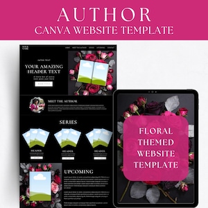 Canva Website Template For Authors, Website Design, Fantasy Romance, Dark Romance, Landing Page Template, Canva Sales Page
