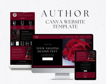 Canva Website Template For Authors, Website Design, Fantasy Romance, Dark Romance, Landing Page Template, Canva Sales Page