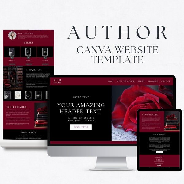 Canva Website Template For Authors, Website Design, Fantasy Romance, Dark Romance, Landing Page Template, Canva Sales Page