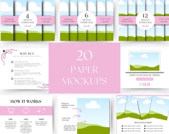 Digital Paper Mockup Bundle | Canva Template (Digital Download)
