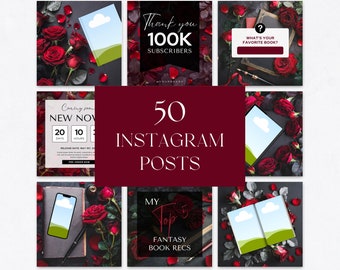 Author Instagram Post Templates, Book Promotion, Dark Romance (Canva PDF)