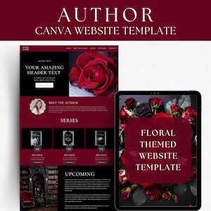 Canva Website Template For Authors, Website Design, Fantasy Romance, Dark Romance, Landing Page Template, Canva Sales Page