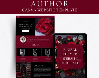 Author Website Template, Dark Romance, Canva Landing Page