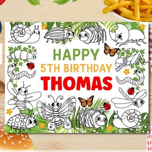 Editable Bugs coloring page with a pop of color | Placemat coloring page | Bugs | Bugs and Insects Party Activity  bugs to color #K49