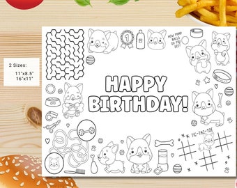 Corgi coloring activity page instant download | cute baby Corgis dog Party | Corgi themed | Corgi coloring page | Corgi to color #K345