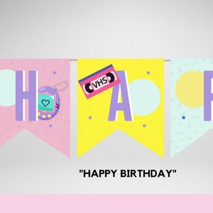 90s Birthday Banner Printable | 90s Party Banner | Girl Birthday | Instant Download | Digital | Printable| 90s Party Decoration | Nostalgia