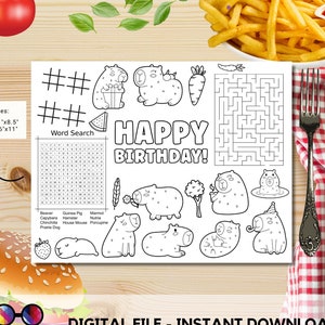 Capybara coloring activity page instant download | Capybara activity page | Capybara coloring sheet | Capybara party