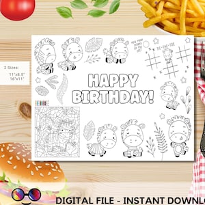 Zebra coloring activity page instant download | cute baby zebra Party | baby zebra themed | baby zebra to color | zebra coloring page #K340