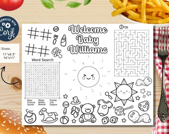 Editable Here comes the son activity page | Placemat coloring page | Baby shower | Party Activity | Sun Baby Shower | Sunshine baby shower.