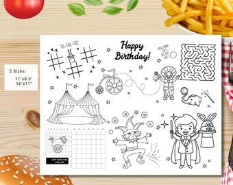 Circus coloring activity page | boy party | Instant download | Coloring page | Circus birthday party | Circus Party Activity  #K119