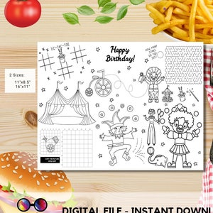 Circus coloring activity page | Girl party | Instant download | Coloring page | Circus birthday party | Circus Party Activity  #K119