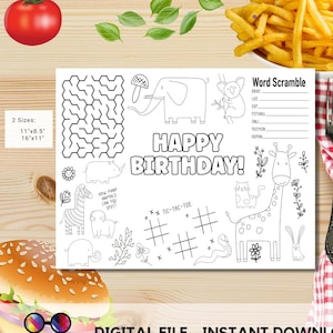 Jungle animals coloring activity page instant download | jungle birthday  | Safari Animals Birthday Party | Birthday Zoo Jungle Party #K202