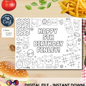 Editable Corgi coloring activity page | cute baby Corgis dog Party | Corgi themed | Corgi coloring page | Corgi to color | corgi party #K345