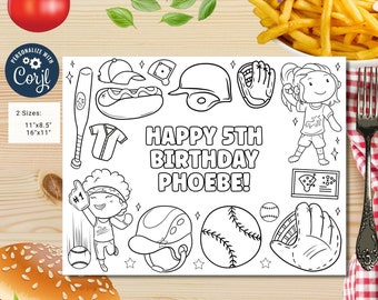 Happy Birthday Coloring Page Baseball Theme - Etsy